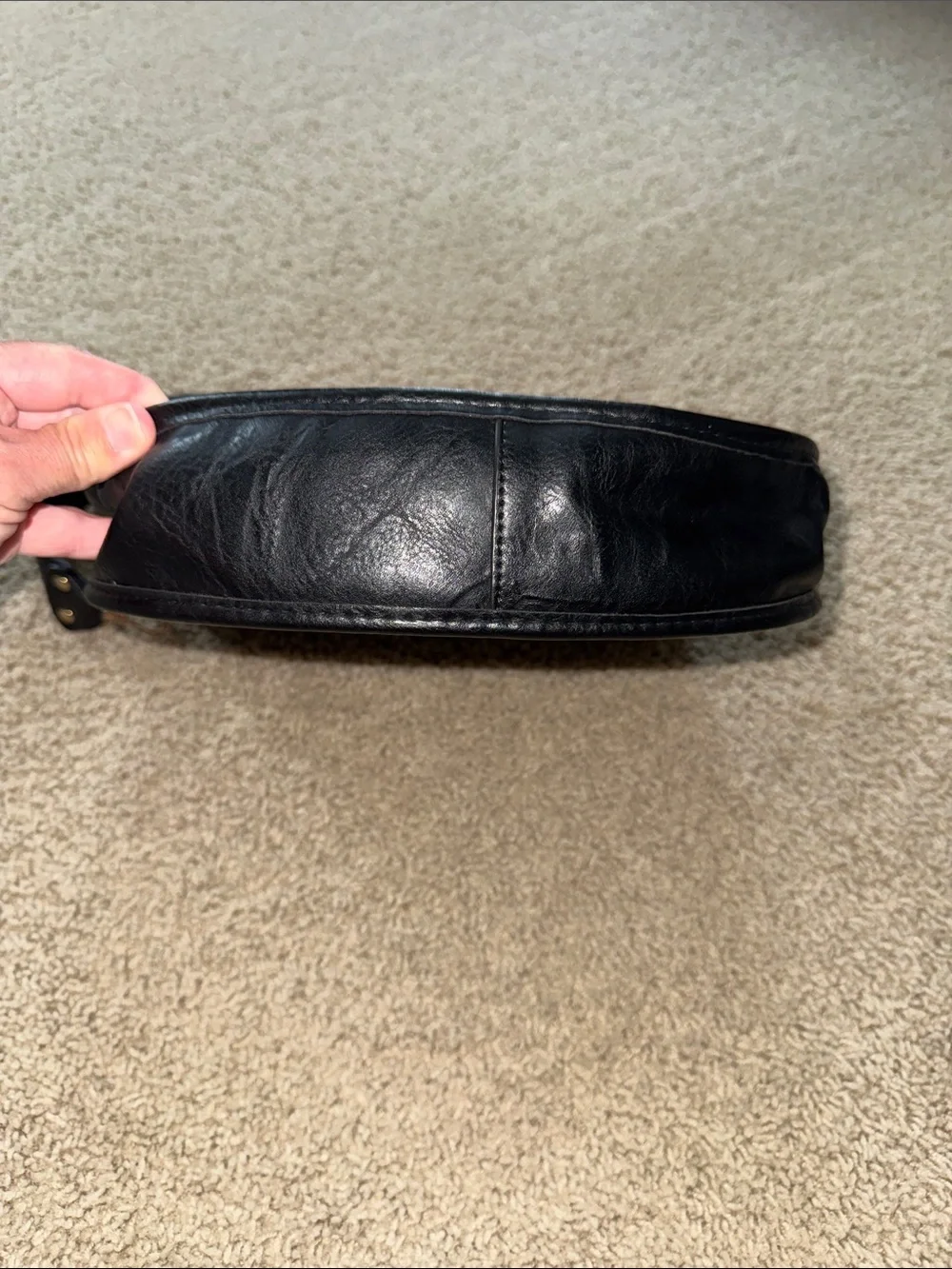 Black Leather Hobo Shoulder Bag